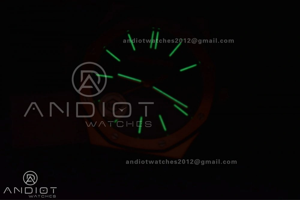 Royal Oak 41mm 15400 RG APSF 1:1 Best Edition Black Textured Dial on Black Leather Strap SA3120 Super Clone V3