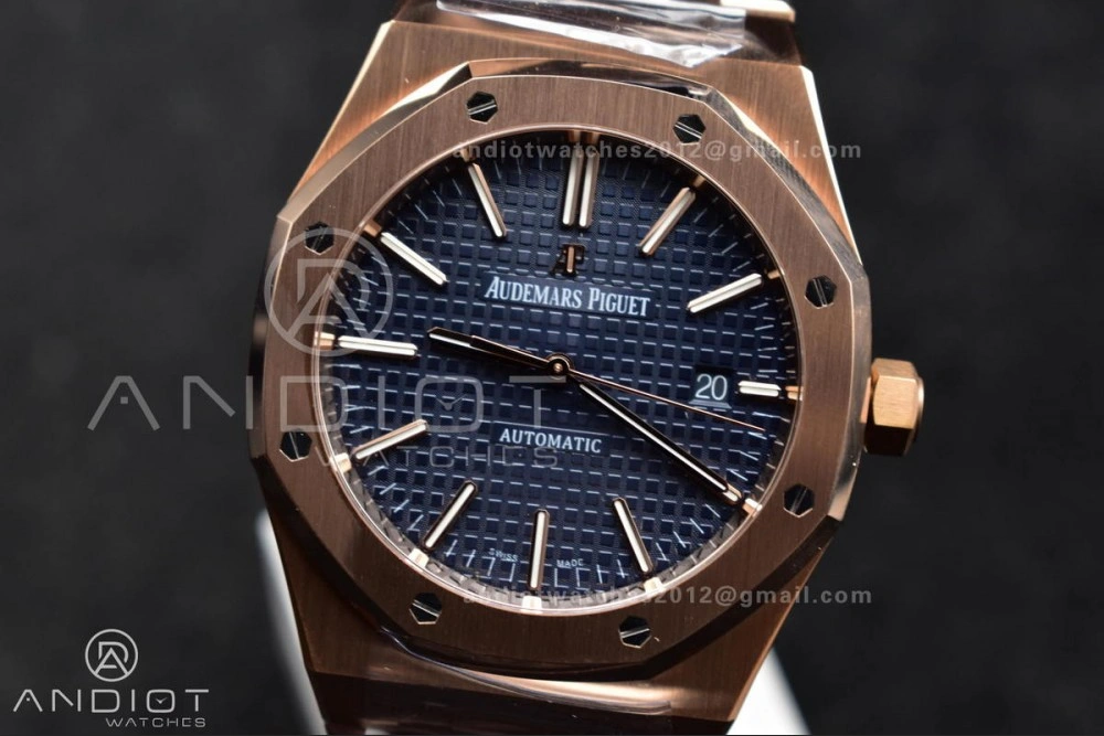 Royal Oak 41mm 15400 RG APSF 1:1 Best Edition Blue Textured Dial on RG Bracelet SA3120 Super Clone V3