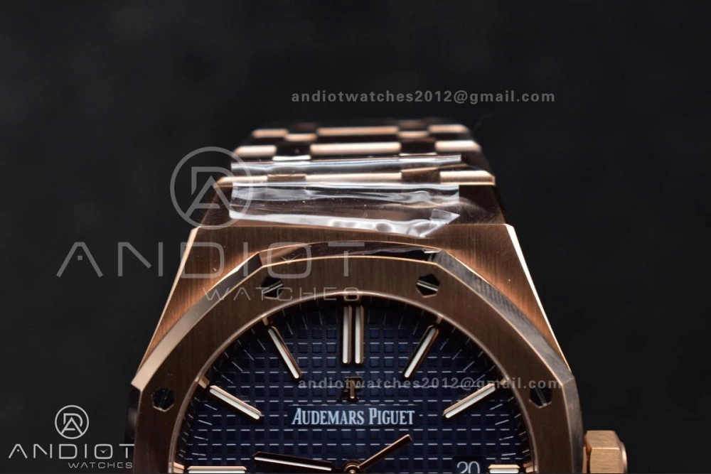 Royal Oak 41mm 15400 RG APSF 1:1 Best Edition Blue Textured Dial on RG Bracelet SA3120 Super Clone V3