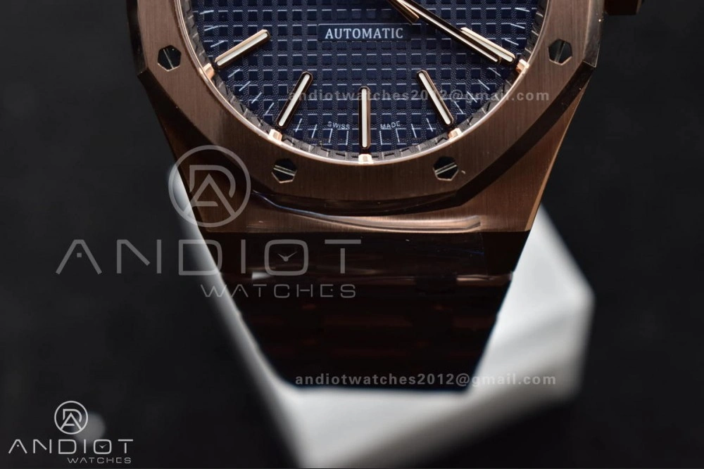 Royal Oak 41mm 15400 RG APSF 1:1 Best Edition Blue Textured Dial on RG Bracelet SA3120 Super Clone V3