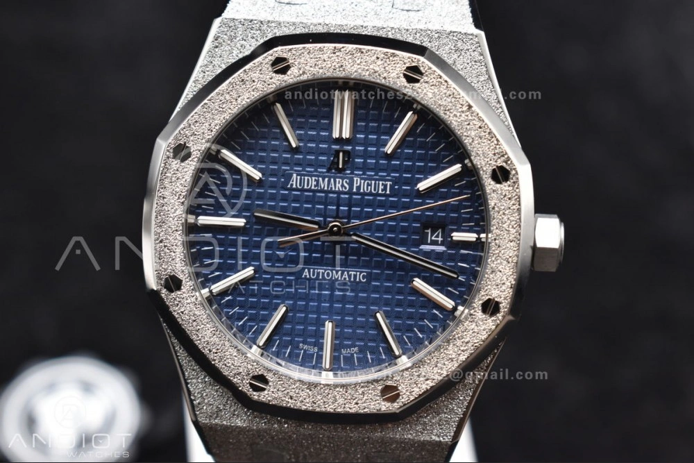 Royal Oak 41mm 15400 SS ZF 1:1 Best Edition Frosted Case Blue Textured Dial on SS Bracelet A3120