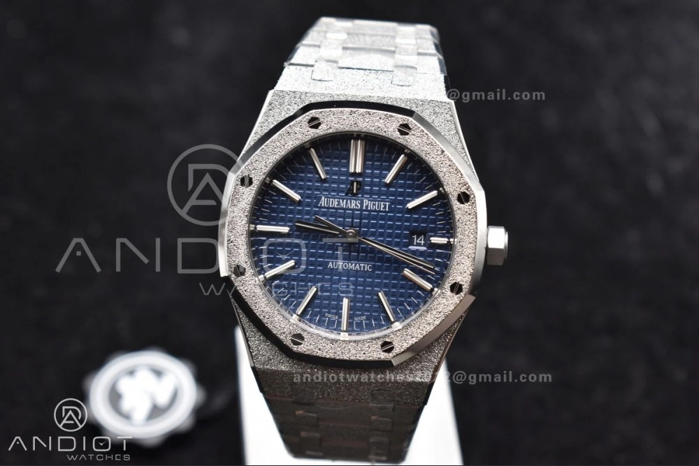 Royal Oak 41mm 15400 SS ZF 1:1 Best Edition Frosted Case Blue Textured Dial on SS Bracelet A3120