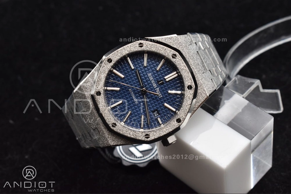 Royal Oak 41mm 15400 SS ZF 1:1 Best Edition Frosted Case Blue Textured Dial on SS Bracelet A3120