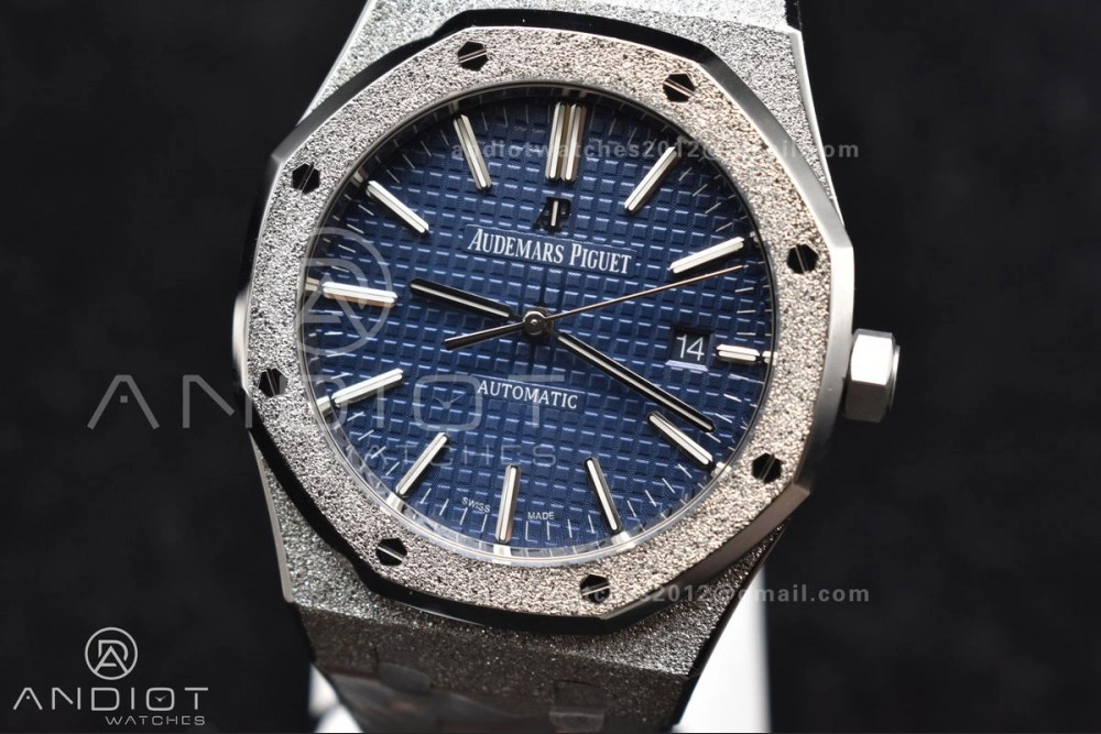 Royal Oak 41mm 15400 SS ZF 1:1 Best Edition Frosted Case Blue Textured Dial on SS Bracelet A3120