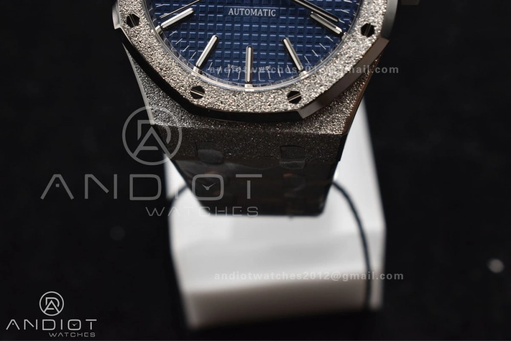 Royal Oak 41mm 15400 SS ZF 1:1 Best Edition Frosted Case Blue Textured Dial on SS Bracelet A3120