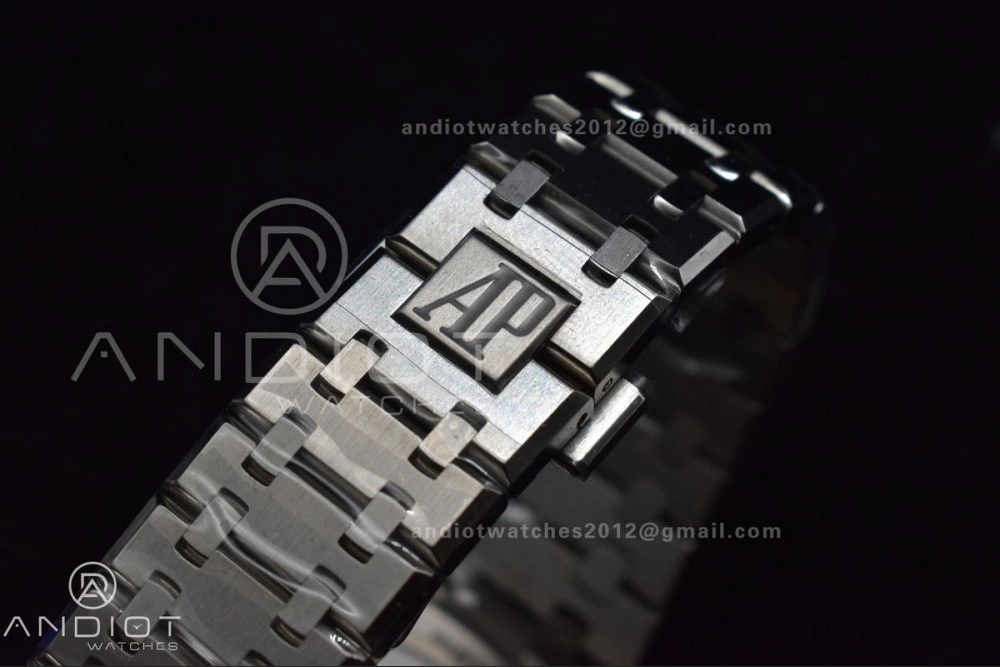 Royal Oak 41mm 15500 SS APSF 1:1 Best Edition Black Textured Dial on SS Bracelet A4302 Super Clone