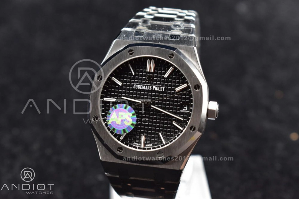 Royal Oak 41mm 15500 SS APSF 1:1 Best Edition Black Textured Dial on SS Bracelet A4302 Super Clone