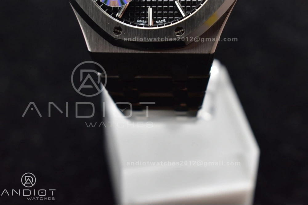 Royal Oak 41mm 15500 SS APSF 1:1 Best Edition Black Textured Dial on SS Bracelet A4302 Super Clone
