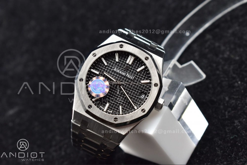 Royal Oak 41mm 15500 SS APSF 1:1 Best Edition Black Textured Dial on SS Bracelet A4302 Super Clone