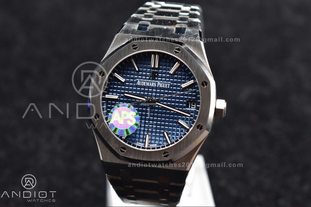 Royal Oak 41mm 15500 SS APSF 1:1 Best Edition Blue Textured Dial on SS Bracelet A4302 Super Clone