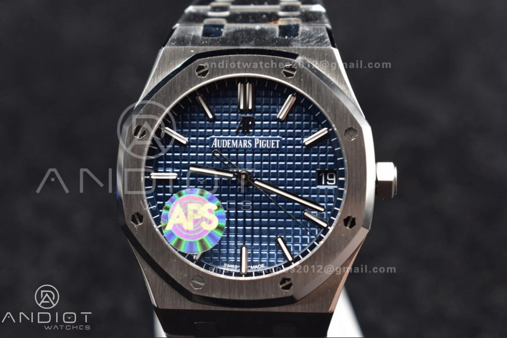 Royal Oak 41mm 15500 SS APSF 1:1 Best Edition Blue Textured Dial on SS Bracelet A4302 Super Clone