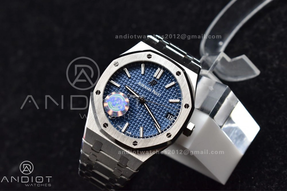 Royal Oak 41mm 15500 SS APSF 1:1 Best Edition Blue Textured Dial on SS Bracelet A4302 Super Clone