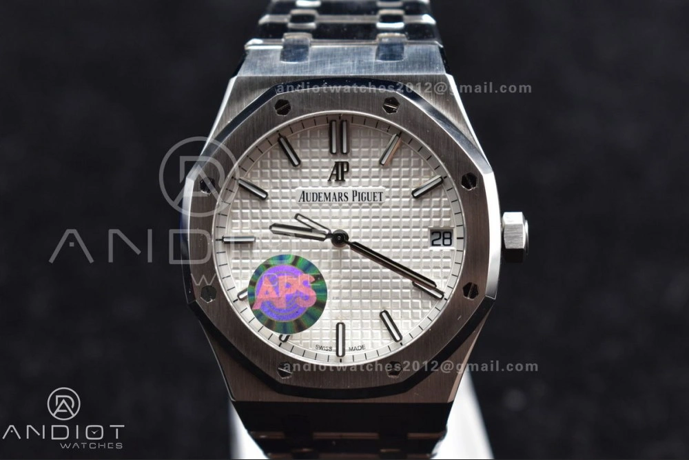 Royal Oak 41mm 15500 SS APSF 1:1 Best Edition White Textured Dial on SS Bracelet A4302 Super Clone