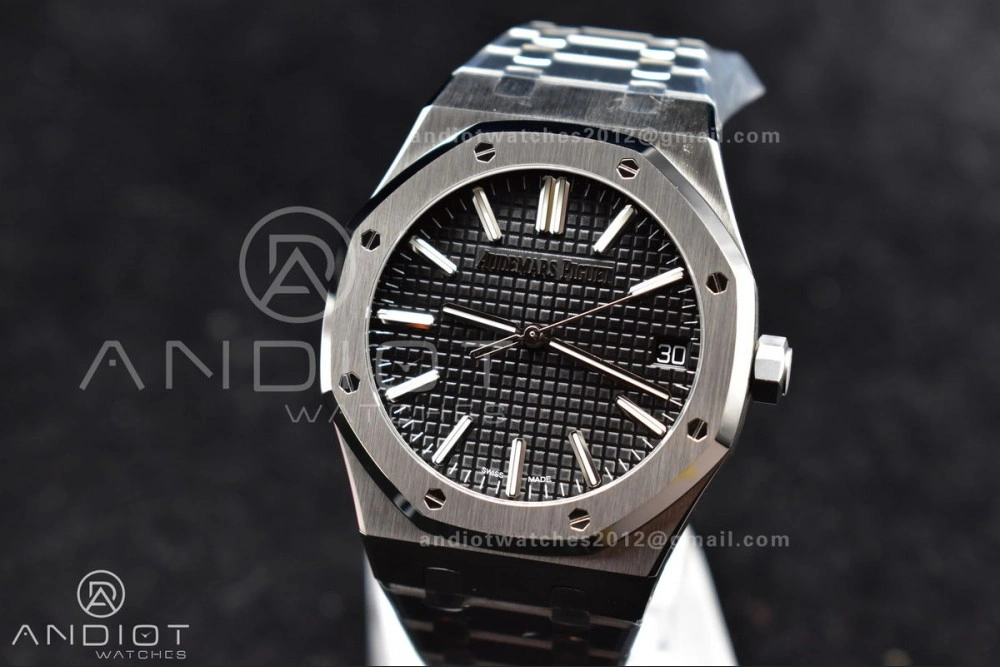Royal Oak 41mm 15510 "50th Anniversary" SS ZF 1:1 Best Edition Black Textured Dial On SS Bracelet A4302