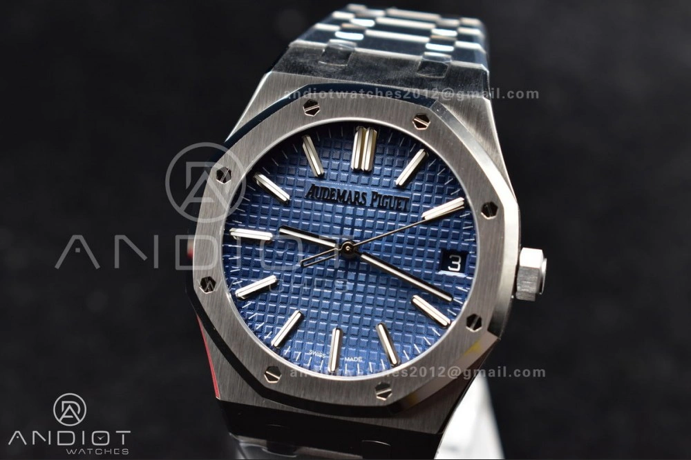Royal Oak 41mm 15510 "50th Anniversary" SS ZF 1:1 Best Edition Blue Textured Dial on SS Bracelet A4302
