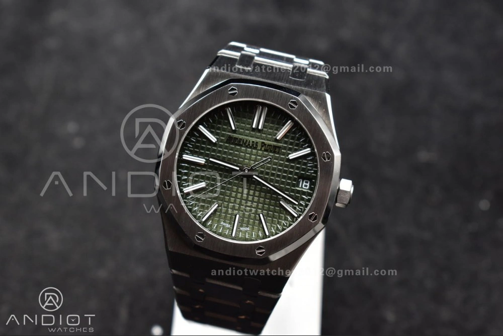 Royal Oak 41mm 15510 "50th Anniversary" SS ZF 1:1 Best Edition Green Textured Dial On SS Bracelet A4302
