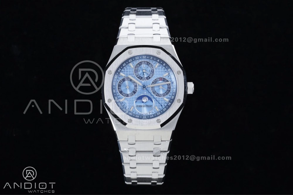 Royal Oak 41mm Perpetual Calendar 26574 SS APSF1:1 Best Edition Iced Blue Dial on SS Bracelet A5134