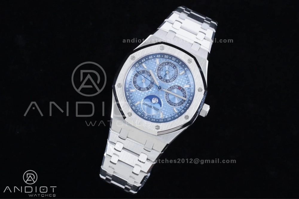 Royal Oak 41mm Perpetual Calendar 26574 SS APSF1:1 Best Edition Iced Blue Dial on SS Bracelet A5134