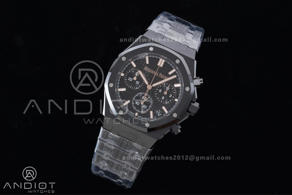 Royal Oak Chrono 26240 Black Ceramic APSF 1:1 Best Edition on Ceramic Bracelet SA4401 Super Clone