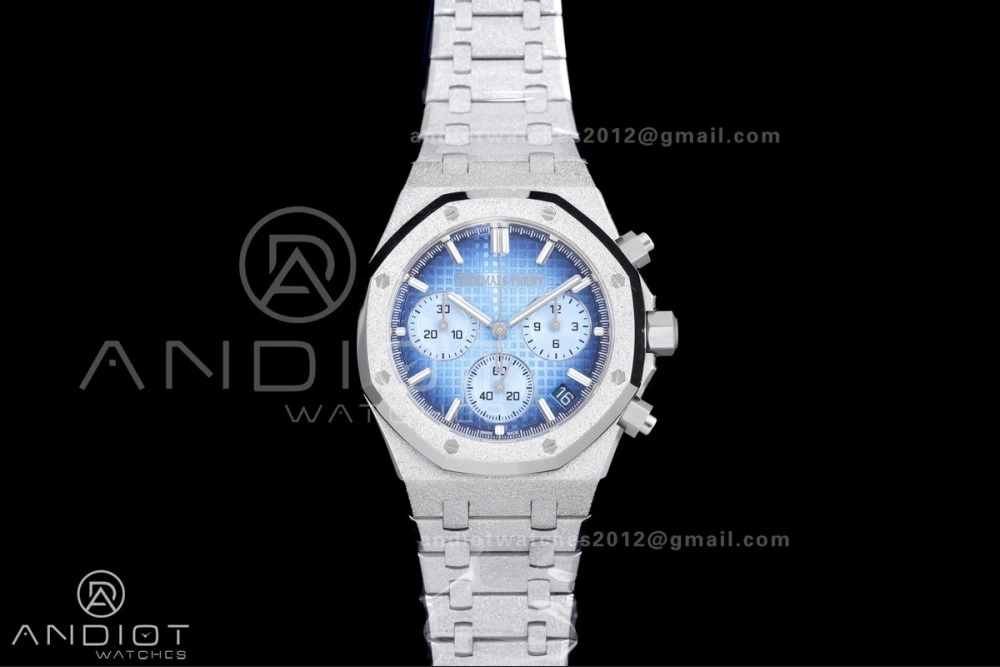 Royal Oak Chrono 26240 Frosted SS APSF 1:1 Best Edition Ice Blue Dial on Bracelet SA4401 Super Clone