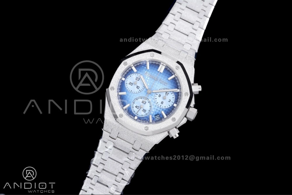 Royal Oak Chrono 26240 Frosted SS APSF 1:1 Best Edition Ice Blue Dial on Bracelet SA4401 Super Clone