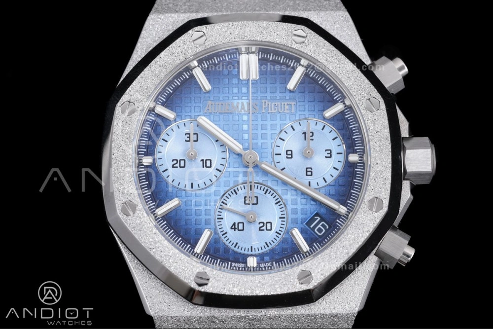 Royal Oak Chrono 26240 Frosted SS APSF 1:1 Best Edition Ice Blue Dial on Bracelet SA4401 Super Clone