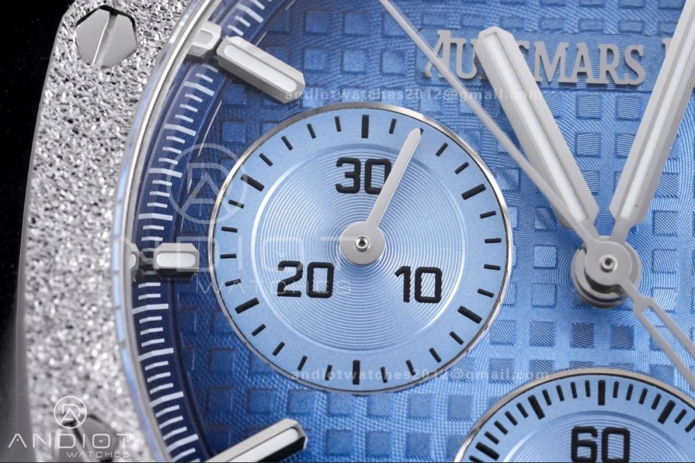Royal Oak Chrono 26240 Frosted SS APSF 1:1 Best Edition Ice Blue Dial on Bracelet SA4401 Super Clone