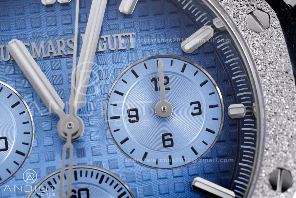 Royal Oak Chrono 26240 Frosted SS APSF 1:1 Best Edition Ice Blue Dial on Bracelet SA4401 Super Clone