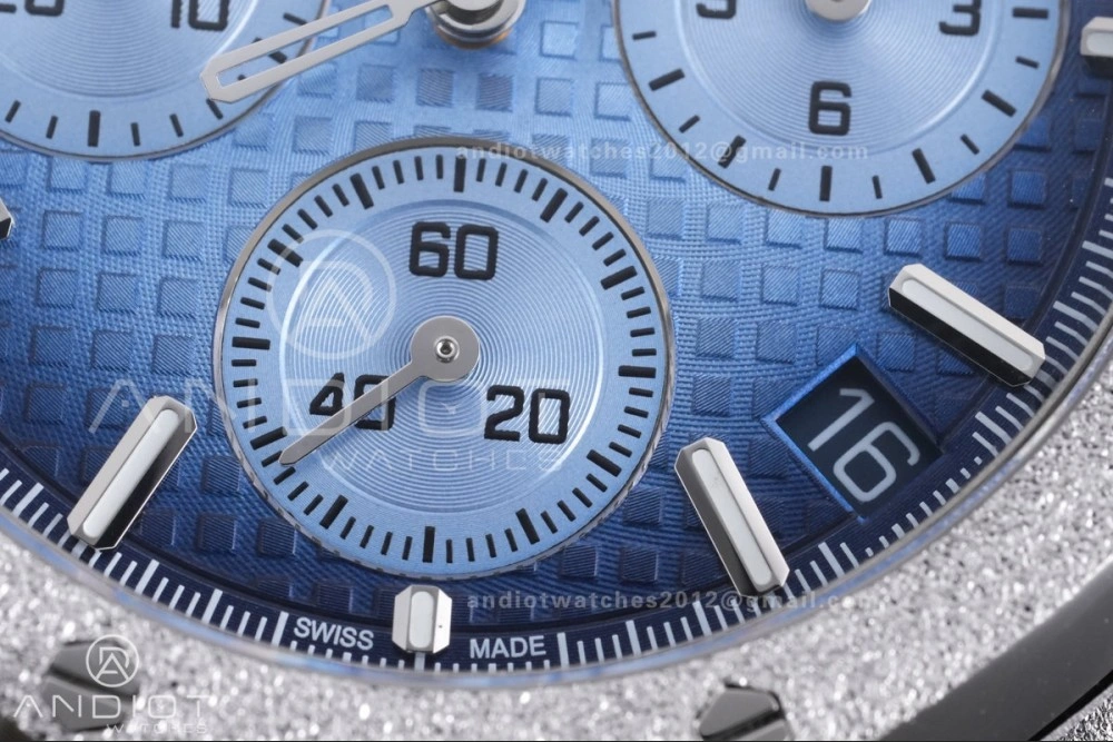 Royal Oak Chrono 26240 Frosted SS APSF 1:1 Best Edition Ice Blue Dial on Bracelet SA4401 Super Clone