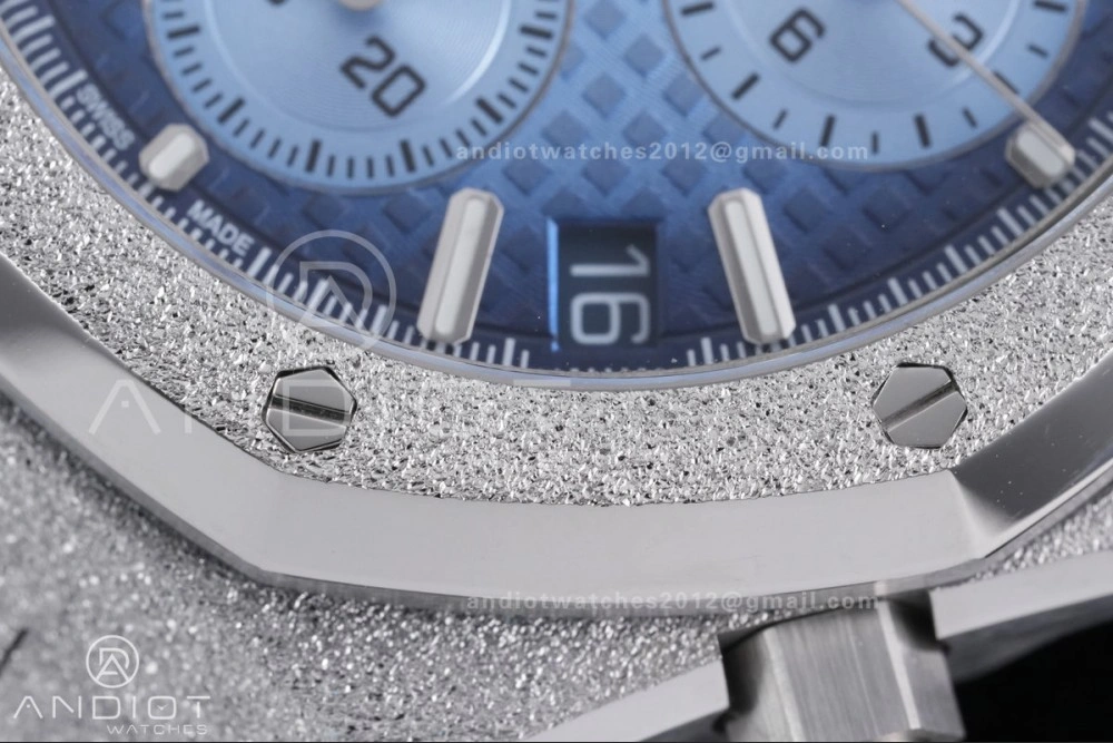 Royal Oak Chrono 26240 Frosted SS APSF 1:1 Best Edition Ice Blue Dial on Bracelet SA4401 Super Clone