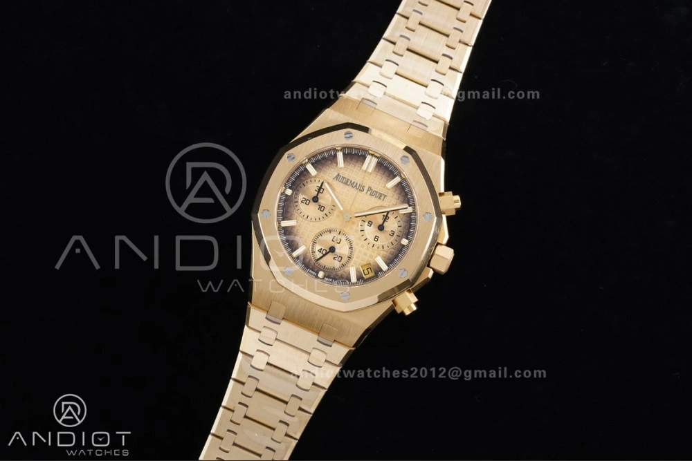 Royal Oak Chrono 26240 Frosted YG APSF 1:1 Best Edition YG Faded Dial on Bracelet SA4401 Super Clone