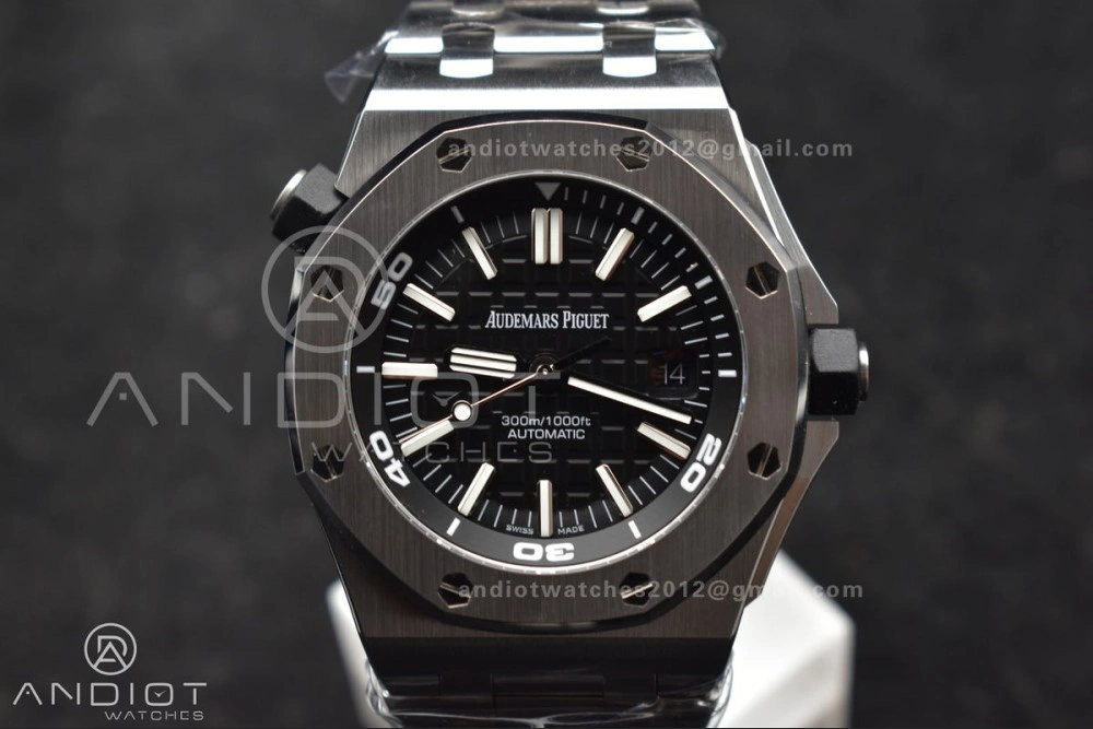 Royal Oak Offshore Diver 15703 APSF 1:1 Best Edition Black Dial on SS Bracelet SA3120 Super Clone