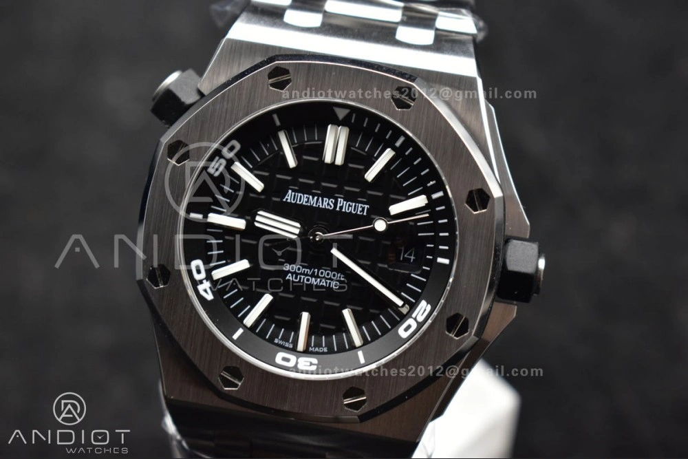 Royal Oak Offshore Diver 15703 APSF 1:1 Best Edition Black Dial on SS Bracelet SA3120 Super Clone