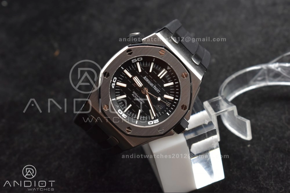 Royal Oak Offshore Diver 15703 ZF 1:1 Best Edition Black Dial on Black Rubber Strap A2824