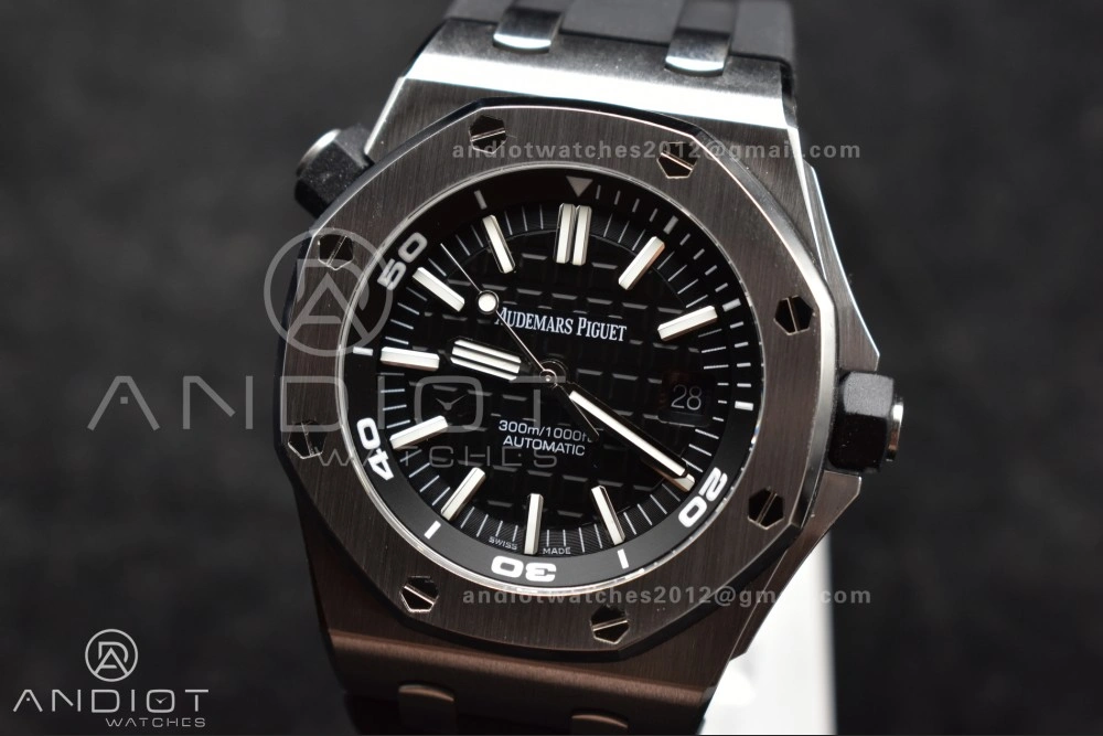 Royal Oak Offshore Diver 15703 ZF 1:1 Best Edition Black Dial on Black Rubber Strap A2824