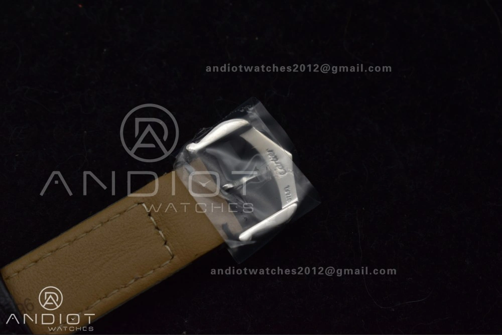 Santos Dumont 27.5mm SS AF 1:1 Best Edition Silver Dial on Black Leather Strap A157