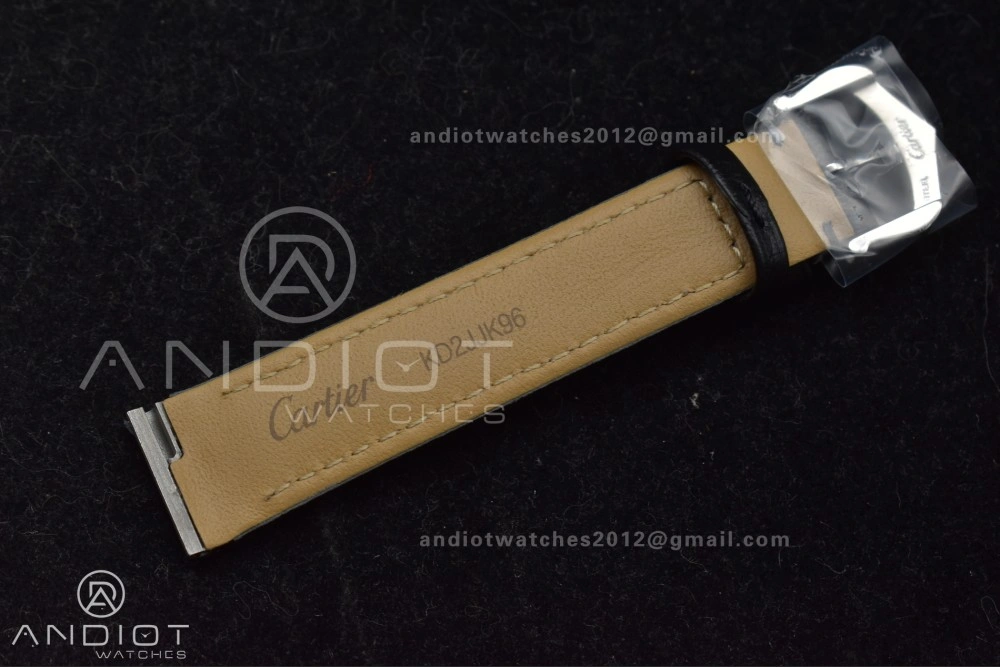 Santos Dumont 27.5mm SS AF 1:1 Best Edition Silver Dial on Black Leather Strap A157