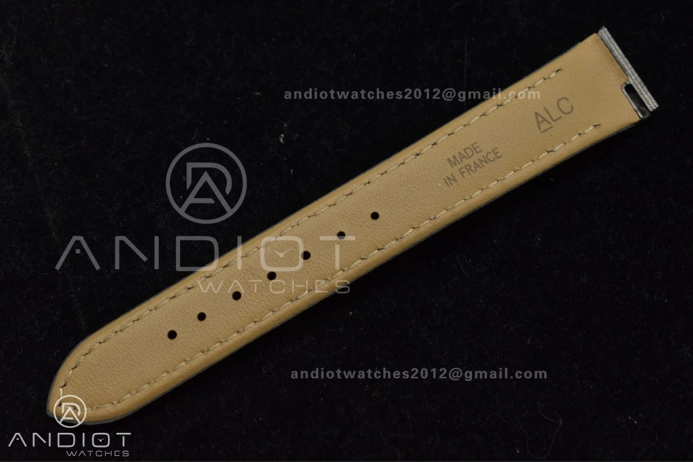 Santos Dumont 27.5mm SS AF 1:1 Best Edition Silver Dial on Black Leather Strap A157