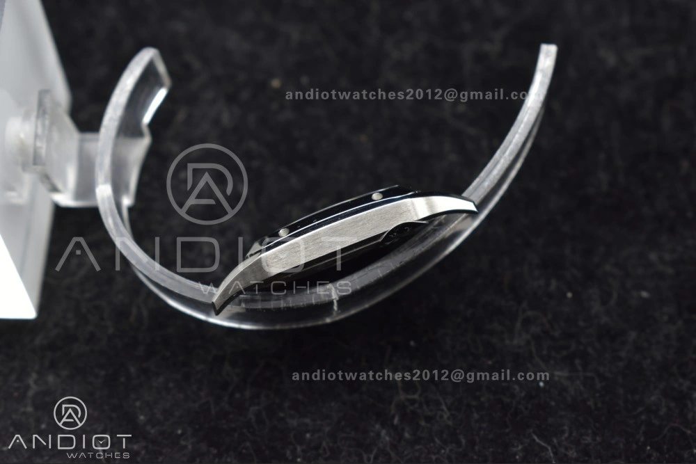 Santos Dumont 27.5mm SS AF 1:1 Best Edition Silver Dial on Black Leather Strap A157