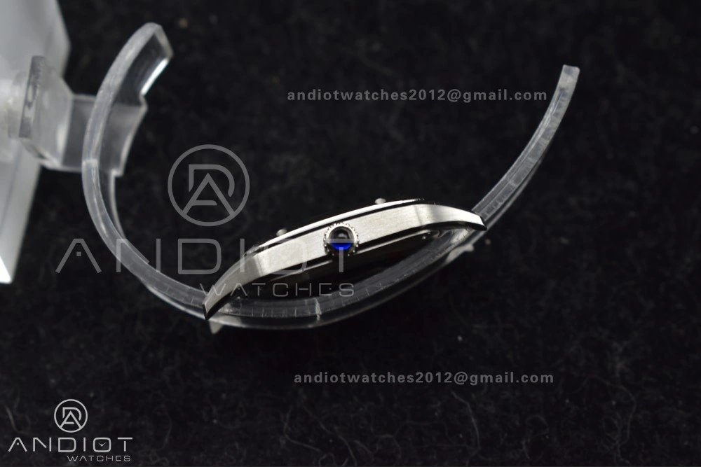 Santos Dumont 27.5mm SS AF 1:1 Best Edition Silver Dial on Black Leather Strap A157