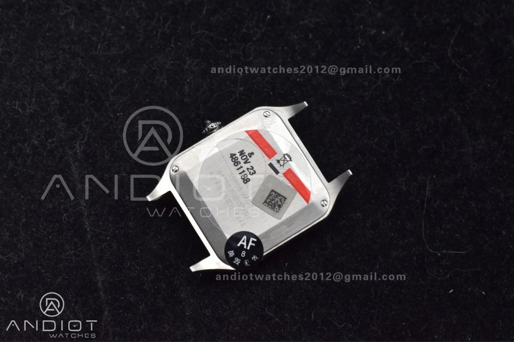 Santos Dumont 27.5mm SS AF 1:1 Best Edition Silver Dial on Black Leather Strap A157