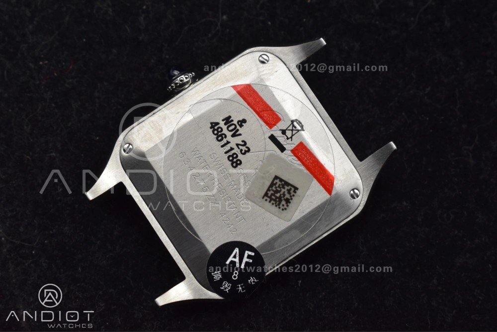 Santos Dumont 27.5mm SS AF 1:1 Best Edition Silver Dial on Black Leather Strap A157