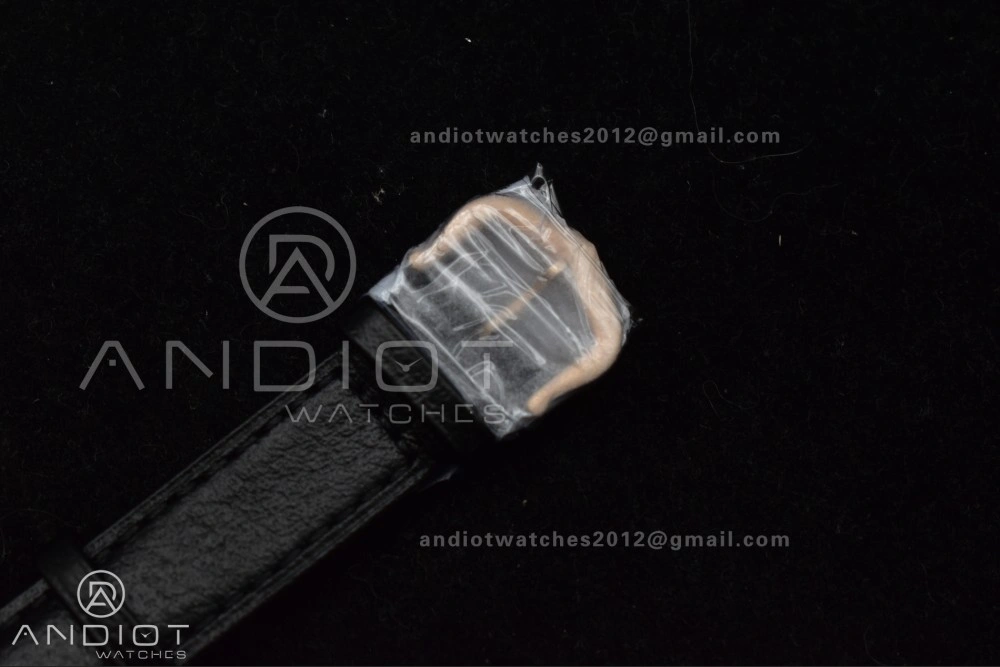 Santos Dumont 27.5mm SS RG AF 1:1 Best Edition Silver Dial on Black Leather Strap A157