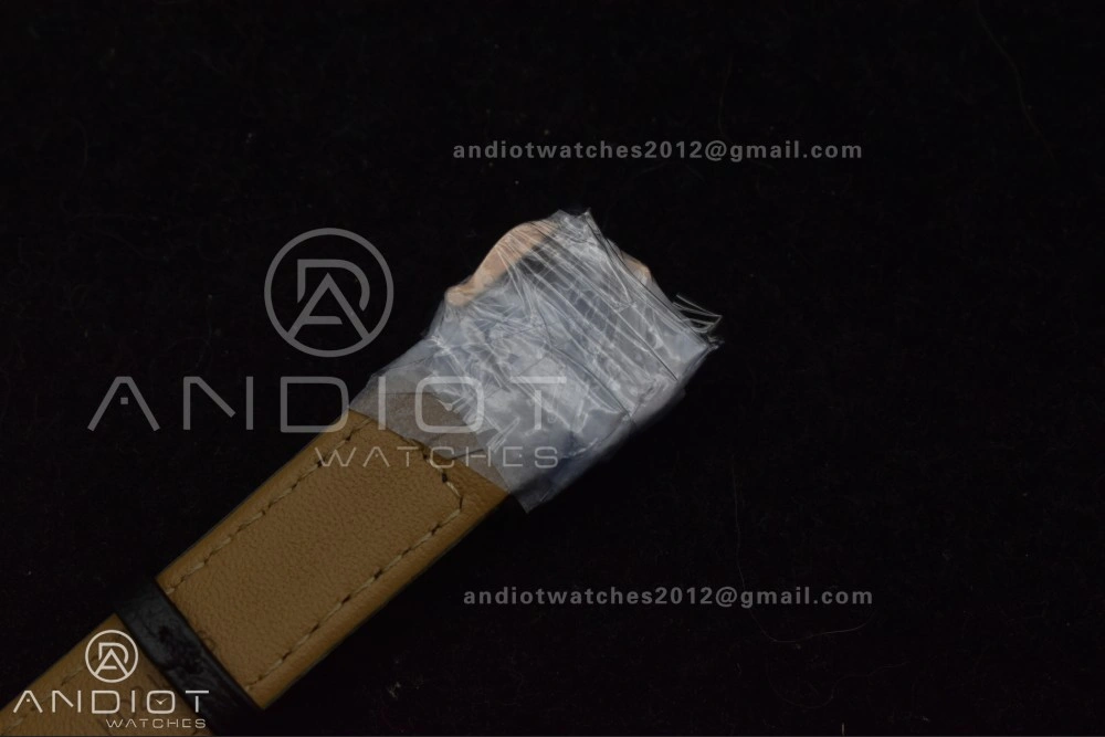 Santos Dumont 27.5mm SS RG AF 1:1 Best Edition Silver Dial on Black Leather Strap A157