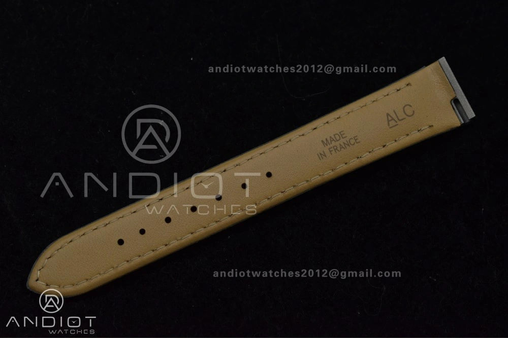 Santos Dumont 27.5mm SS RG AF 1:1 Best Edition Silver Dial on Black Leather Strap A157