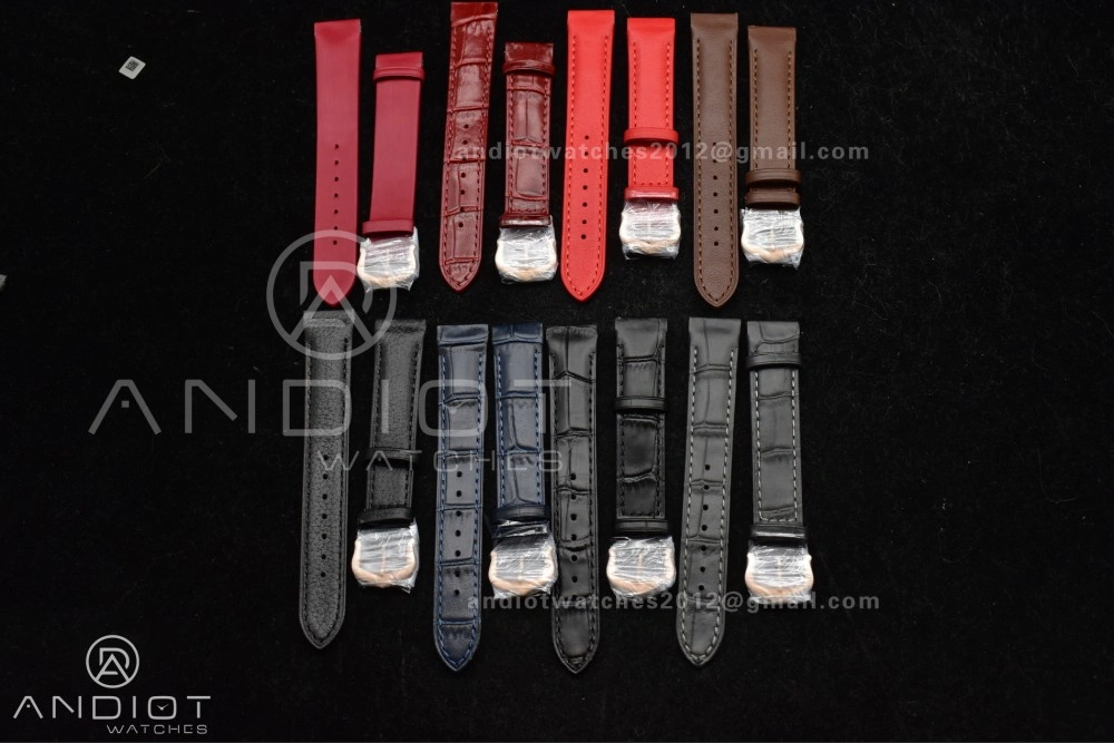 Santos Dumont 27.5mm SS RG AF 1:1 Best Edition Silver Dial on Black Leather Strap A157