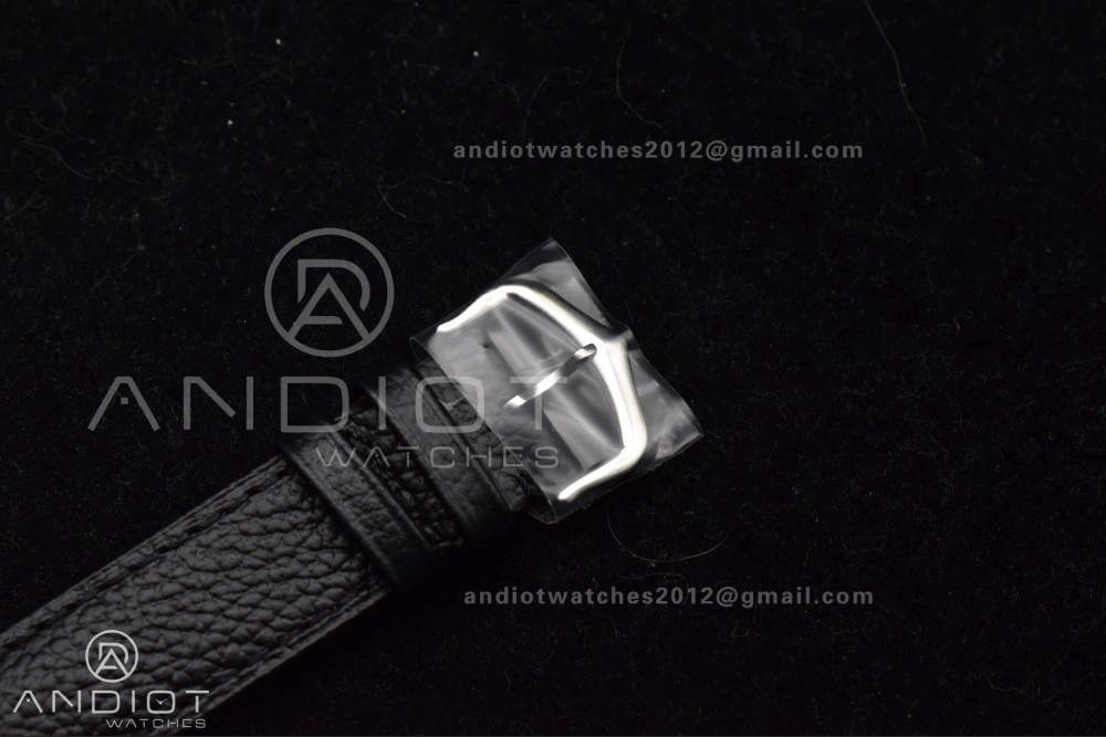 Santos Dumont 31.4mm SS AF 1:1 Best Edition Silver Dial on Black Leather Strap A157