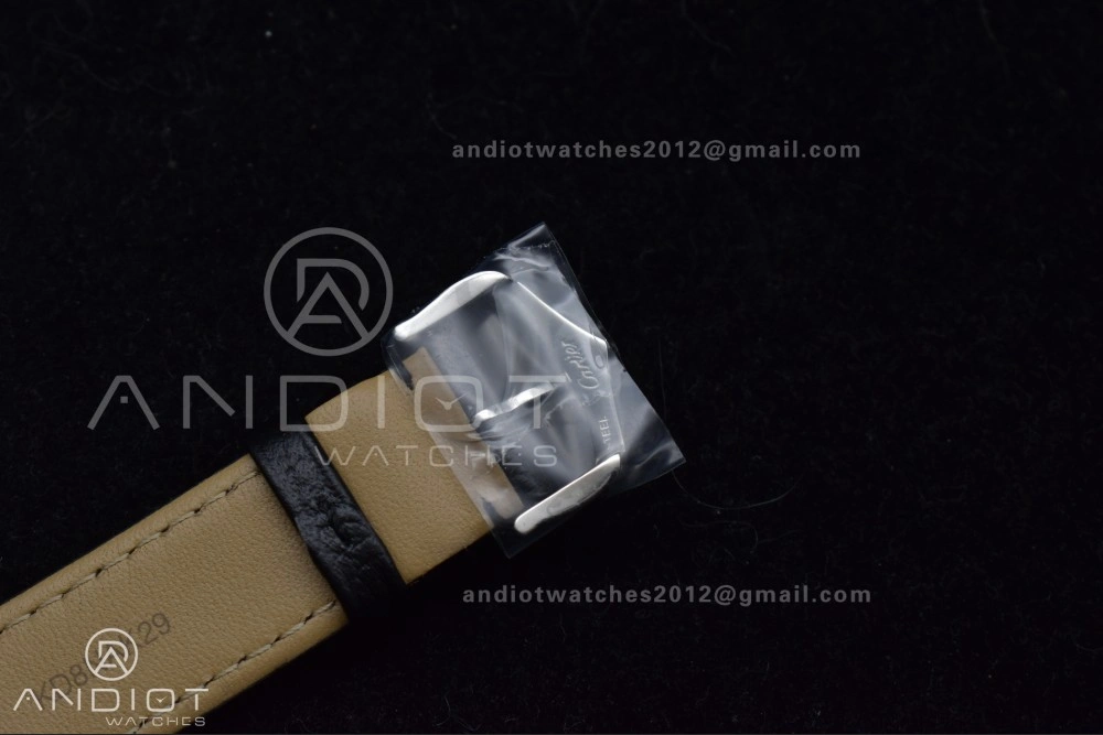 Santos Dumont 31.4mm SS AF 1:1 Best Edition Silver Dial on Black Leather Strap A157