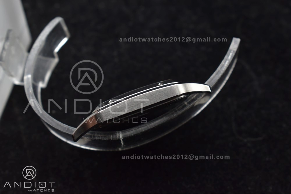 Santos Dumont 31.4mm SS AF 1:1 Best Edition Silver Dial on Black Leather Strap A157