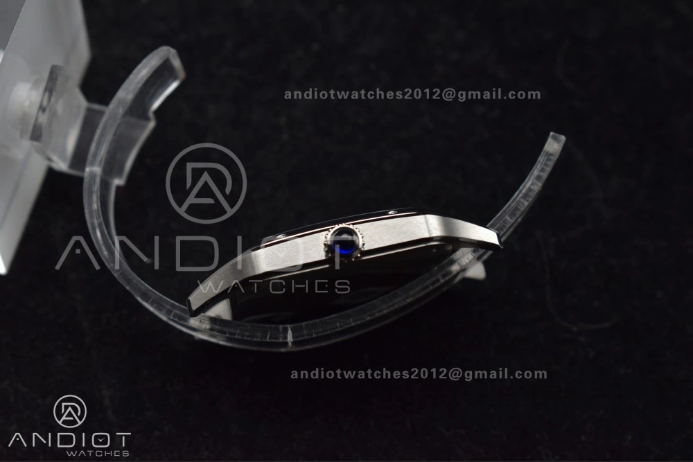 Santos Dumont 31.4mm SS AF 1:1 Best Edition Silver Dial on Black Leather Strap A157